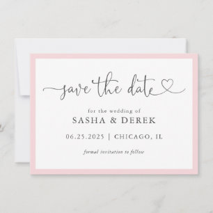 Blush Pink Simple Modern Save the Date