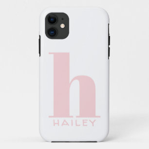 Blush Pink Simple Monogram and Name Case-Mate iPhone Case