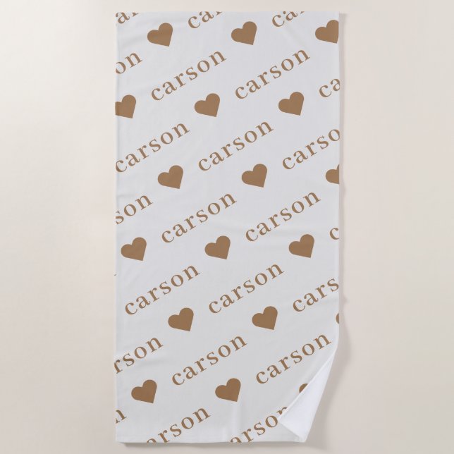 Blush Pink Simple Personalised Repeating Name Beach Towel (Front)