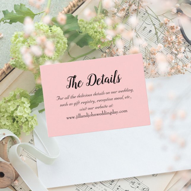 Blush Pink Simple Style Wedding Details Enclosure Card (In Situ Wedding)