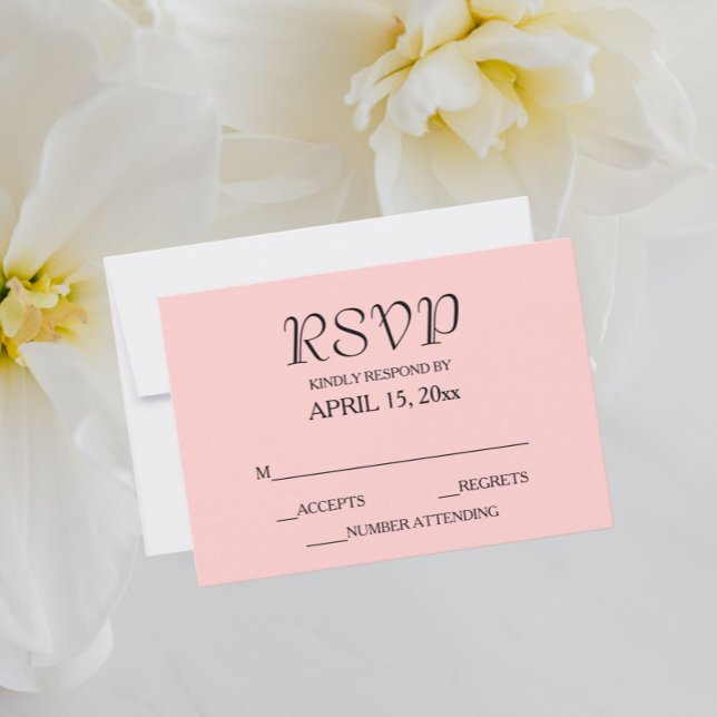 Blush Pink Simple Style Wedding RSVP Card (In Situ Wedding)