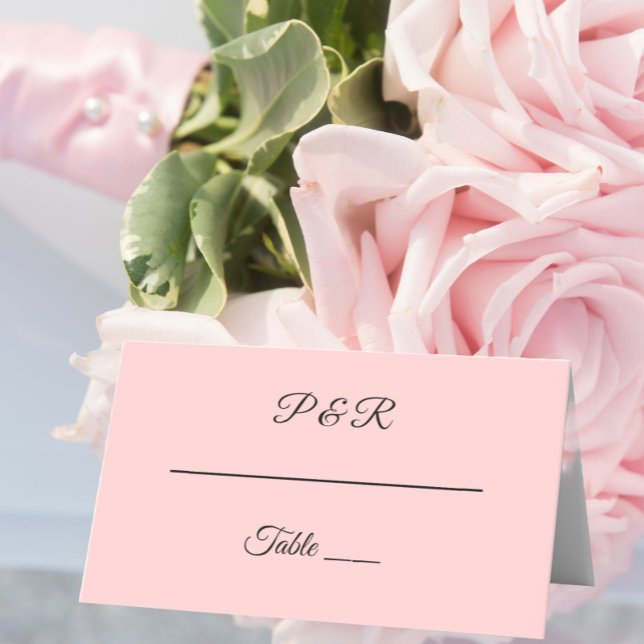 Blush Pink Simple Stylised Script Wedding Place Card (In Situ Wedding)
