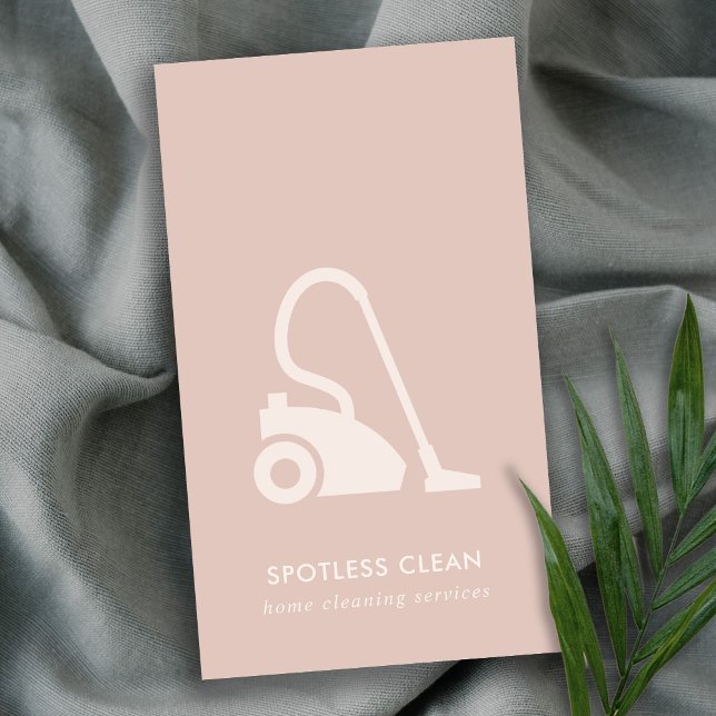 BLUSH PINK SIMPLE VACUUM CLEANER CLEANING SERVICE BUSINESS CARD (Creator Uploaded)