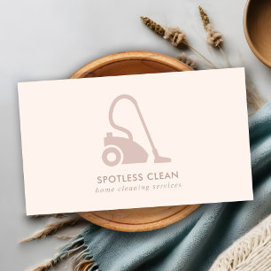BLUSH PINK SIMPLE VACUUM CLEANER CLEANING SERVICE BUSINESS CARD