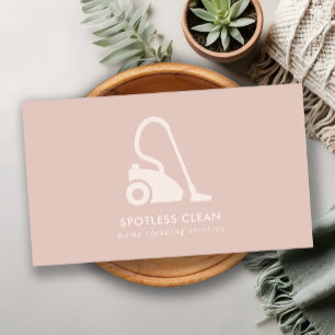 BLUSH PINK SIMPLE VACUUM CLEANER CLEANING SERVICE BUSINESS CARD