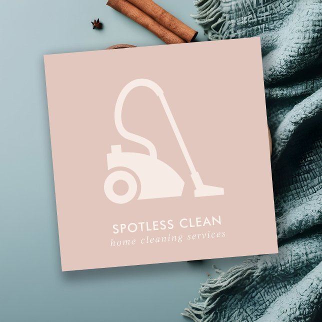 BLUSH PINK SIMPLE VACUUM CLEANER CLEANING SERVICE SQUARE BUSINESS CARD (Creator Uploaded)