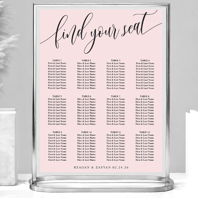 Blush Pink Simple Wedding Seating Chart (Creator Uploaded)