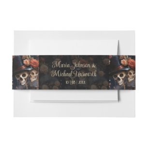 Blush Pink Skeletons Vintage Invitation Belly Band