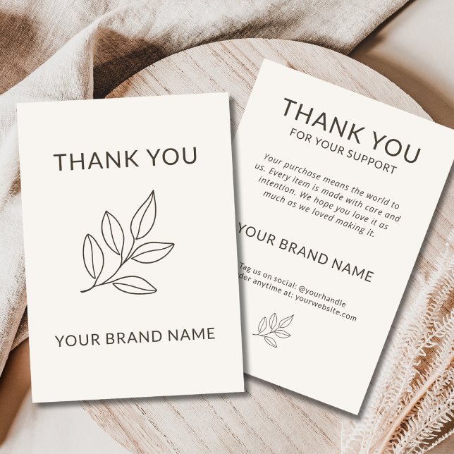 Blush Pink Small Business Minimalist Botanical Thank You Card (Creator Uploaded)