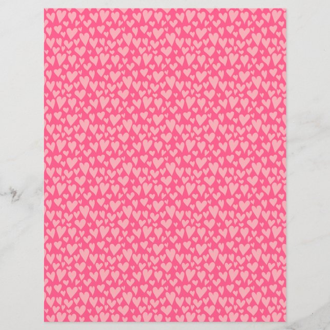 Blush Pink Small Hearts Red Scrapbook Paper (Front)