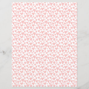 Blush Pink Small Hearts White Scrapbook Paper