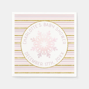 Blush Pink Snowflake Baby Shower Napkins