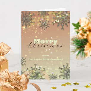 Blush Pink Snowflake Corporate Client Holiday Card