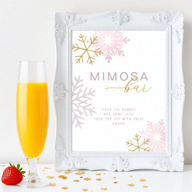Blush Pink Snowflake Mimosa Bar Sign (Mimosa Bar Tabletop Sign)