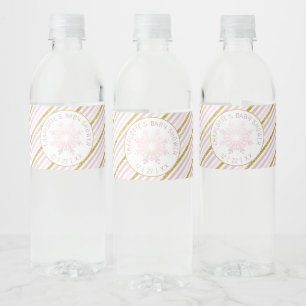 Blush Pink Snowflake Winter Water Bottle Label