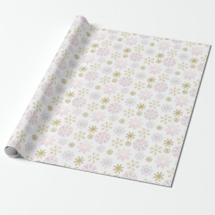 Blush Pink Snowflake Winter Wrapping Paper