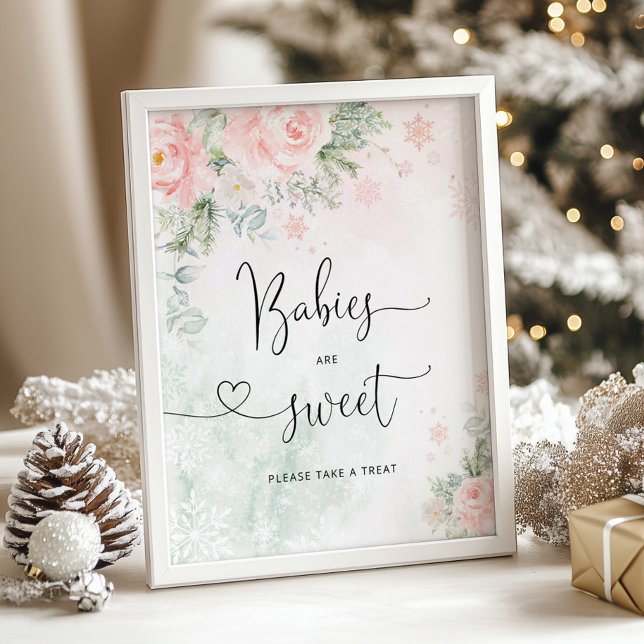 Blush pink snowflakes Babies are sweet Poster (Creator Uploaded)