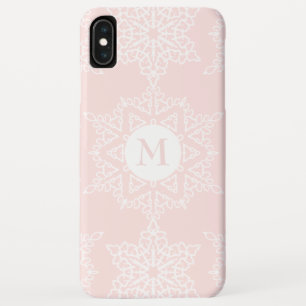 Blush Pink Snowflakes Christmas Holiday Monogram Case-Mate iPhone Case