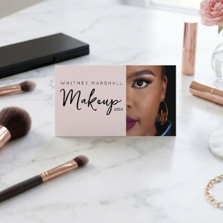 Blush Pink  Social Icon Makeup Artist Photo  Business Card