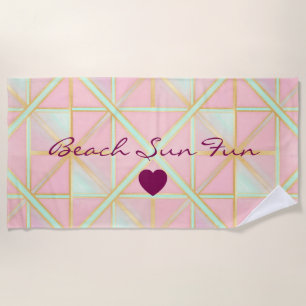 Blush Pink Soft Mint Gold Luxury Trendy Collection Beach Towel