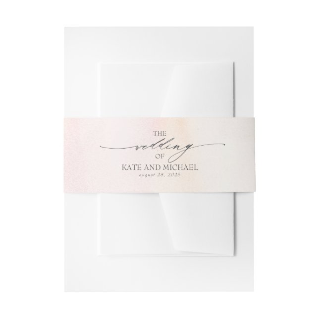 Blush Pink Soft Pastel Watercolors Wedding Invitation Belly Band (Front Example)