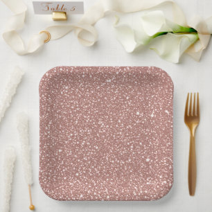 Blush Pink Speckled Pattern Party Paper Plate
