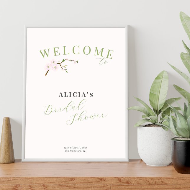 Blush pink spring bridal shower welcome sign (Creator Uploaded)