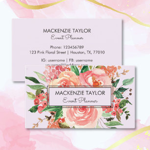 Blush Pink Spring Flower Floral Bouquet Business Card