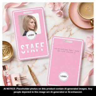 Blush Pink Staff Photo ID Business Badge