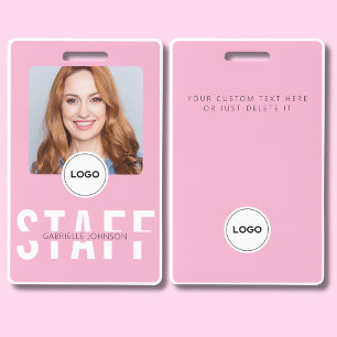 Blush Pink Staff Photo ID Business Badge