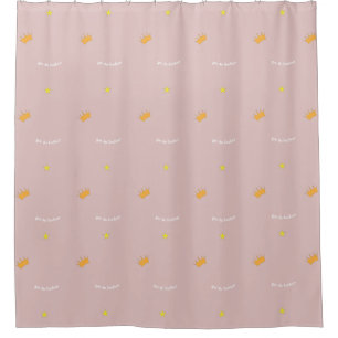 Blush pink stars crowns princess prince sweet cute shower curtain
