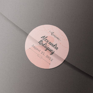 Blush Pink & Steel Charro Silhouette Quinceanera Classic Round Sticker