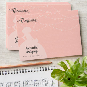 Blush Pink & Steel Charro Silhouette Quinceanera Envelope