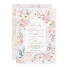 Blush Pink Stork Wildflower Girl Baby Shower