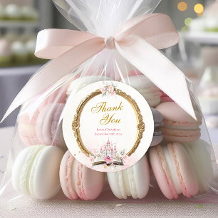 Blush Pink Storybook 1st Birthday Thank You Classic Round Sticker