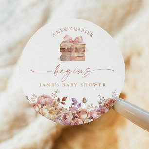 Blush Pink Storybook Baby Shower Classic Round Sticker