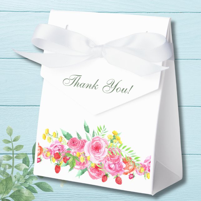 Blush Pink Strawberry Peony Bridal Shower  Favour Box (Creator Uploaded)