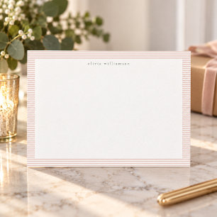 Blush Pink Stripe Preppy Classic Personalised Name Card