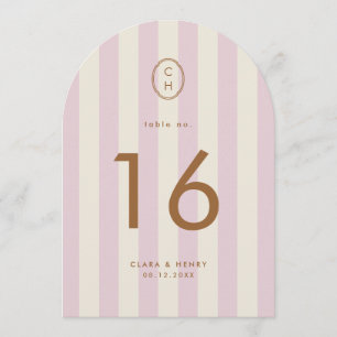 Blush Pink Striped Die-Cut Monogram Table Number