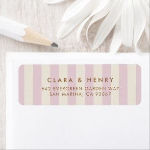 Blush Pink Striped Wedding Return Address Label