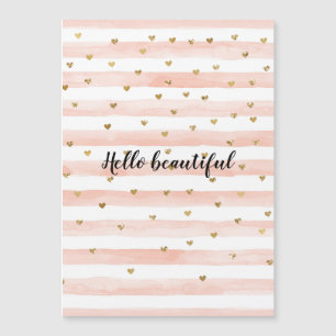 Blush Pink Stripes Gold Hearts