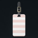 Blush Pink Stripes & Monogram | Modern Minimal Luggage Tag<br><div class="desc">White and light pink stripes with your name or initials towards the bottom. The back features your contact information in pink text on a white background. Minimalist design with personalisation.</div>