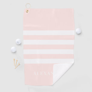 Blush Pink Stripes Pattern Personalised Golf Towel
