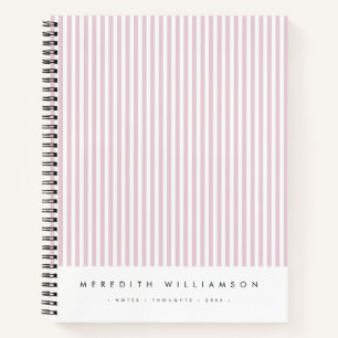 Blush Pink Stripes Personalised Notebook