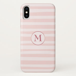 Blush Pink Stripes Rose Monogram Personalised Case-Mate iPhone Case