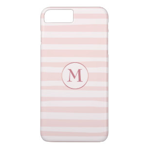 Blush Pink Stripes Rose Monogram Personalised Case-Mate iPhone Case