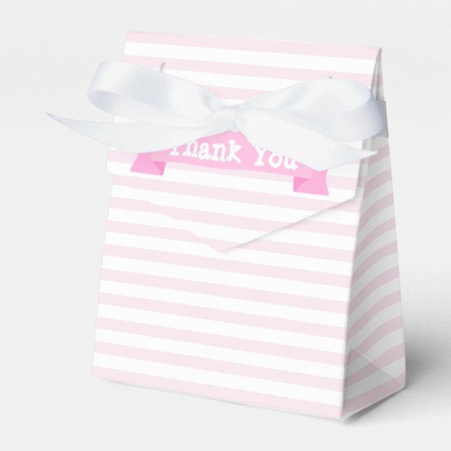 Blush Pink Stripes | Thank You Favour Box (Front Side)