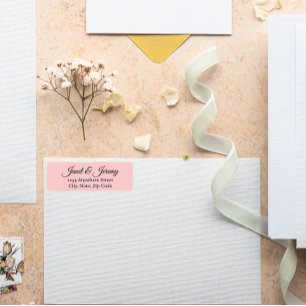 Blush Pink Stylised Names Wedding Return Address