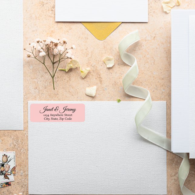 Blush Pink Stylised Names Wedding Return Address (In Situ Wedding)
