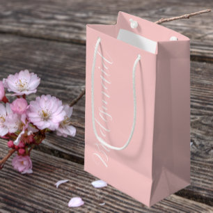 Blush Pink Stylised Script Wedding Bridesmaid Small Gift Bag